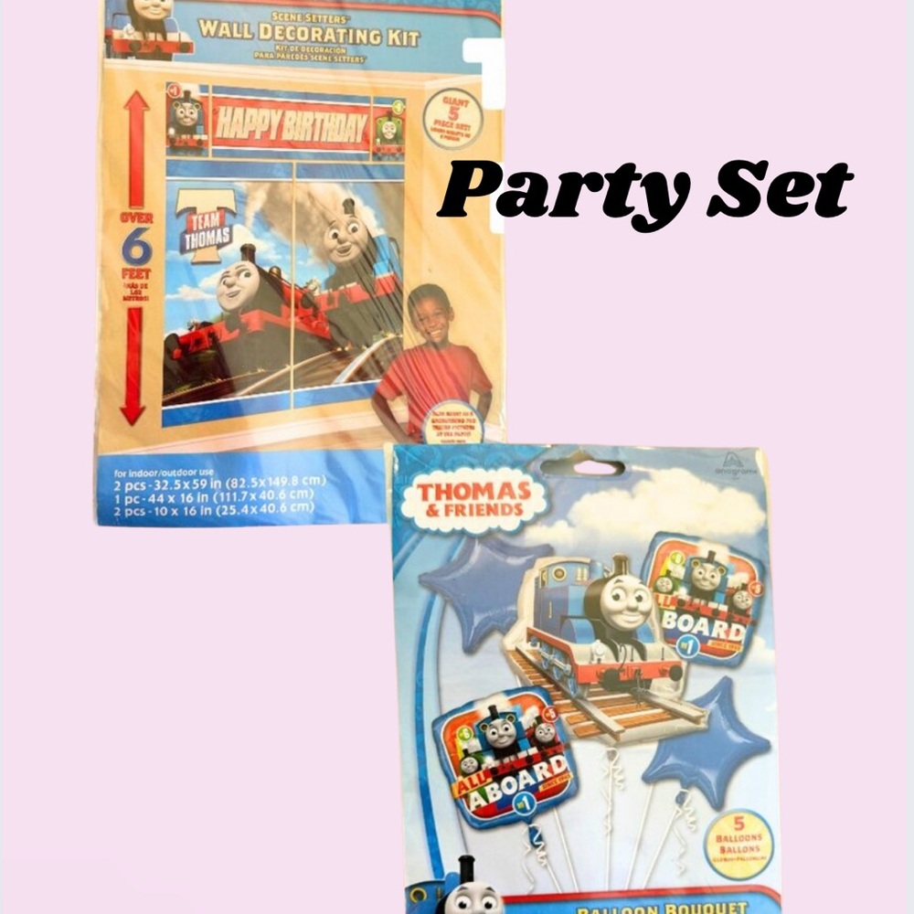 Thomas the Tank Engine Foil Balloon Bouquet for Birthday Party, 5-pc + BONUS - Picture 3 of 3